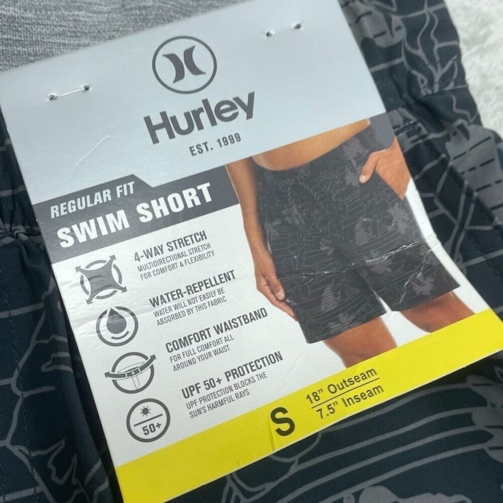 Hurley Mens Regular Fit Swim Shorts Size S Black Floral Print 6891 - Picture 2 of 6